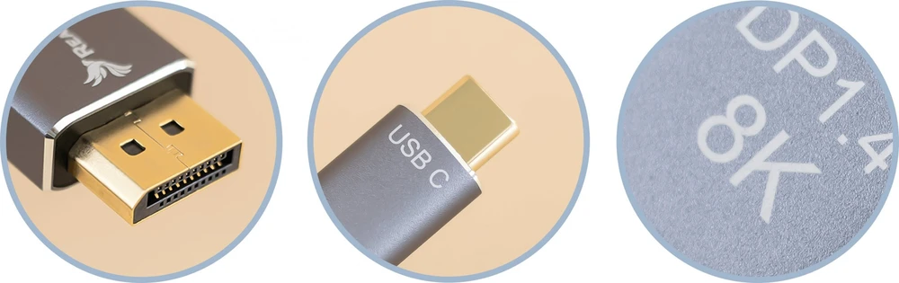 Kabelis USB Reagle USB-C - DisplayPort 1.8 m Juodai-sidabrinė
