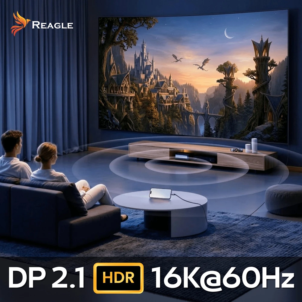 Kabelis USB Reagle USB-C - DisplayPort 2 m Juodai-pilka