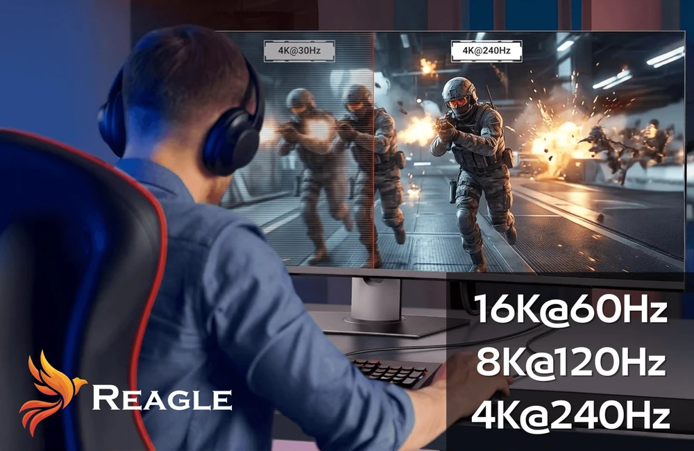 Kabelis USB Reagle USB-C - DisplayPort 2 m Juodai-pilka