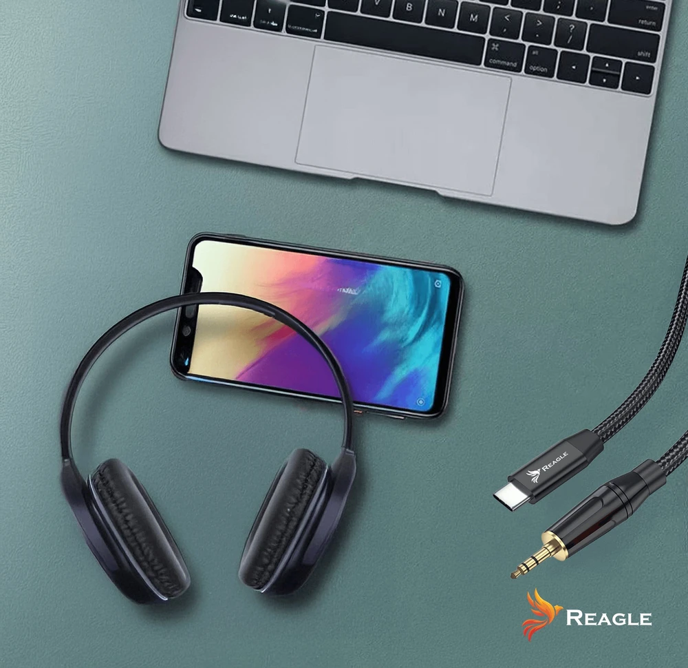 USB kabelis Reagle USB-C - mini Jack 3,5 mm 3 m Juodas