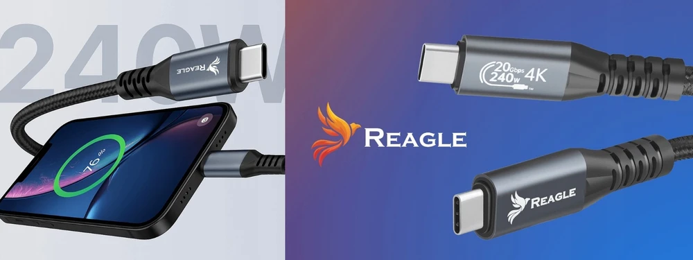 USB laidas Reagle USB-C - USB-C 0,5 m Juodas (RUC50M)
