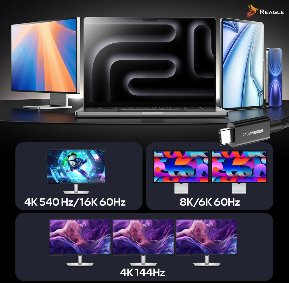 USB laidas Reagle USB-C - USB-C 1 m juodas