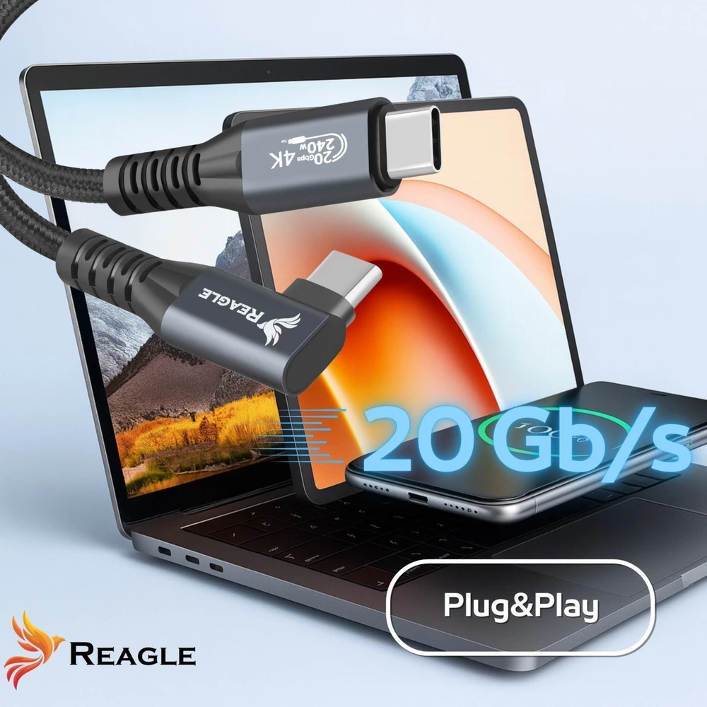 USB laidas Reagle USB-C - USB-C 3 m juodai pilkas