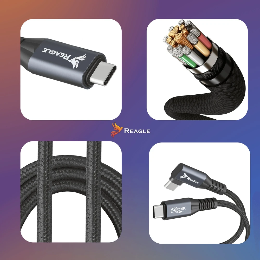 USB laidas Reagle USB-C - USB-C 3 m juodai pilkas