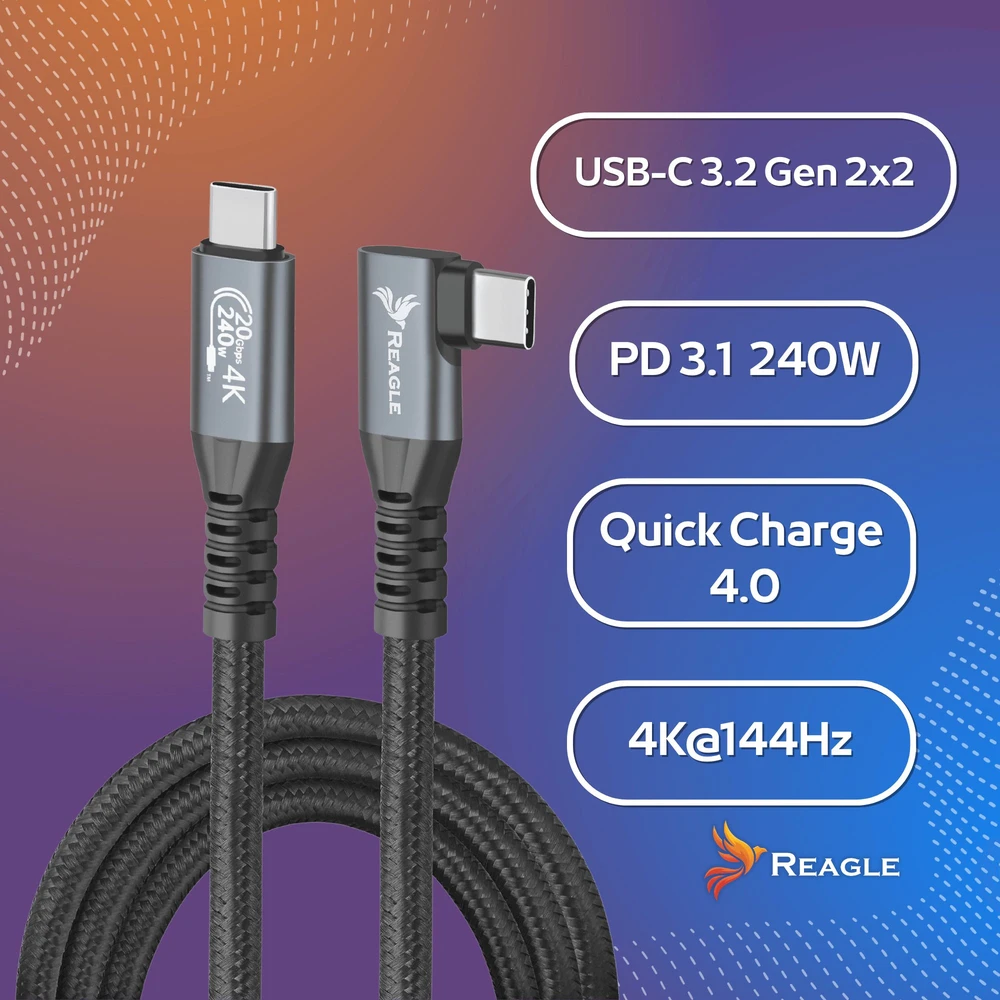 USB laidas Reagle USB-C - USB-C 3 m juodai pilkas
