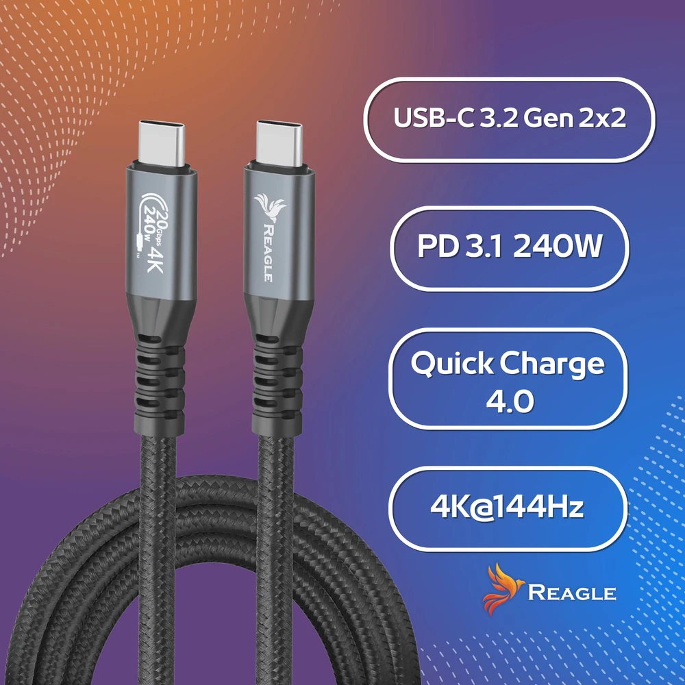 USB laidas Reagle USB-C - USB-C 5 m Juodas