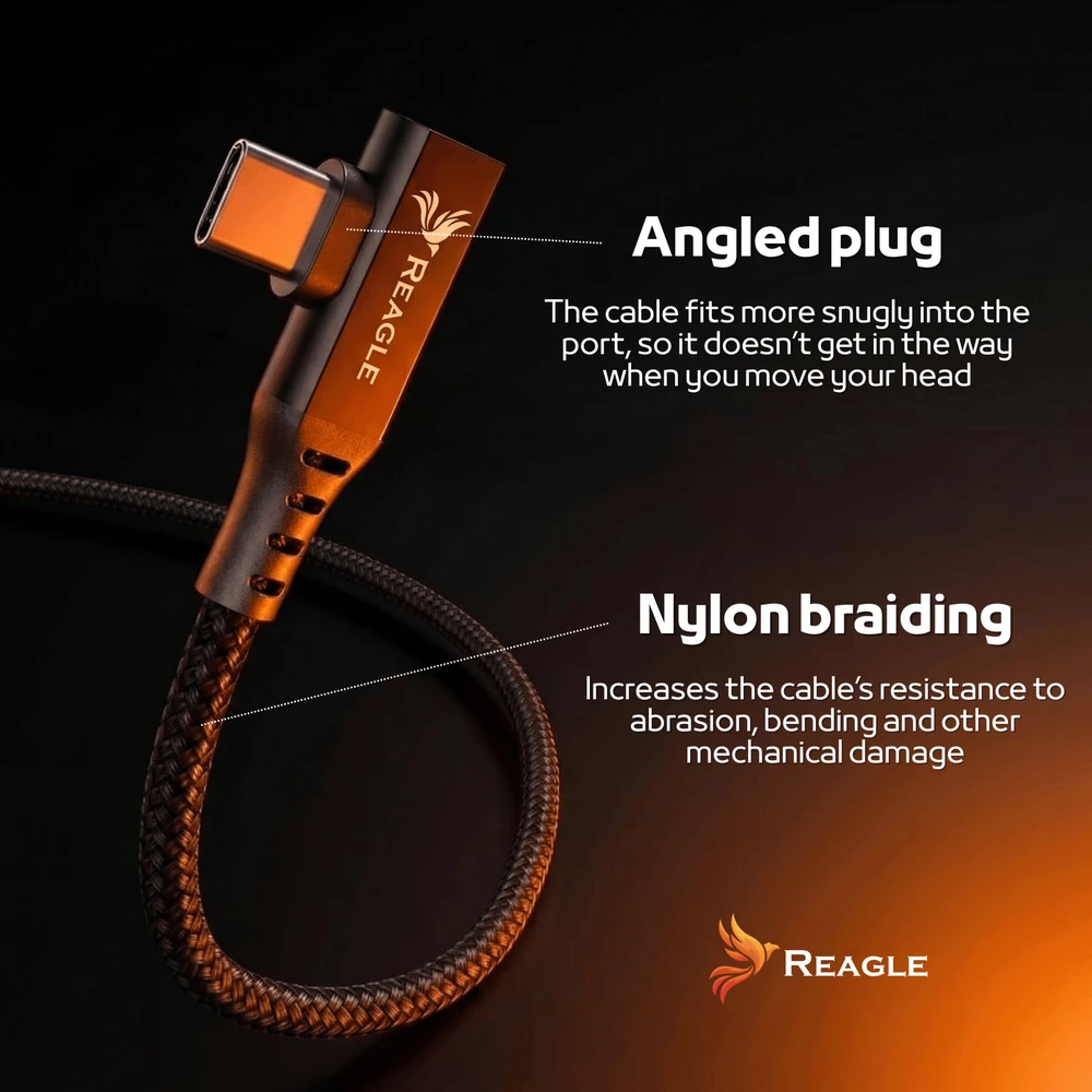Kabelis USB Reagle USB-C - USB-C 5 m Juodas