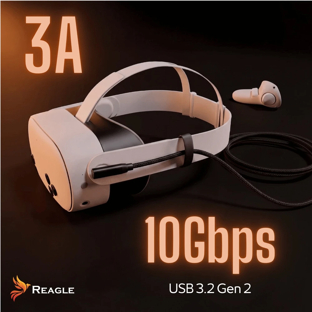 Kabelis USB Reagle USB-C - USB-C 5 m Juodas