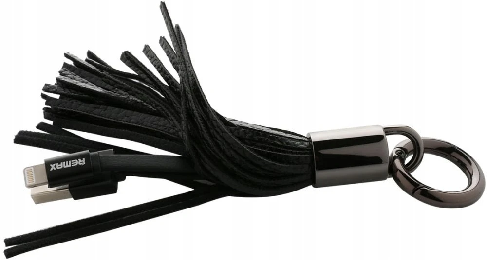 USB kabelis Remax Apple Tassels Ring duomenų kabelis Lightning juodas (RC-053iB)