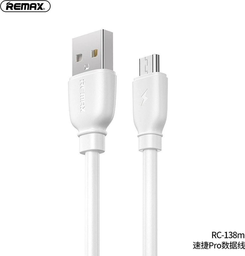 USB Micro Remax Suji Pro laidas, 1m (baltas)