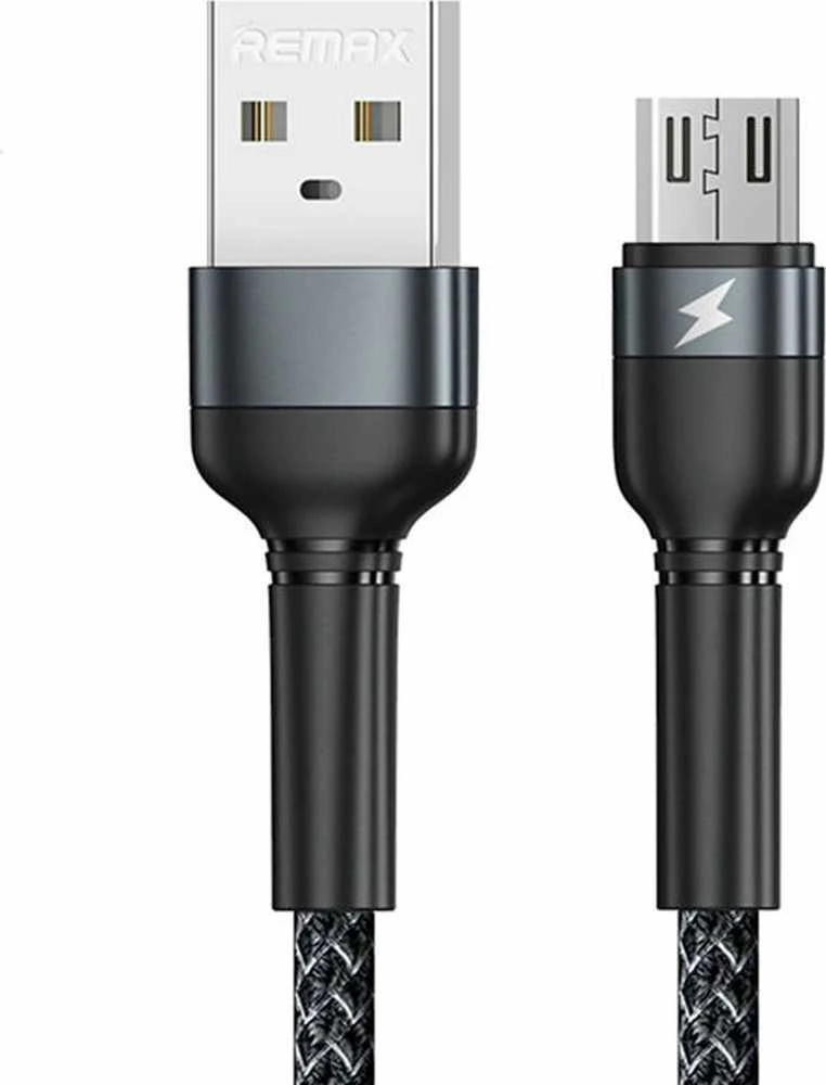 USB Micro Remax Jany Alloy kabelis, 1m, 2.4A (juodas)