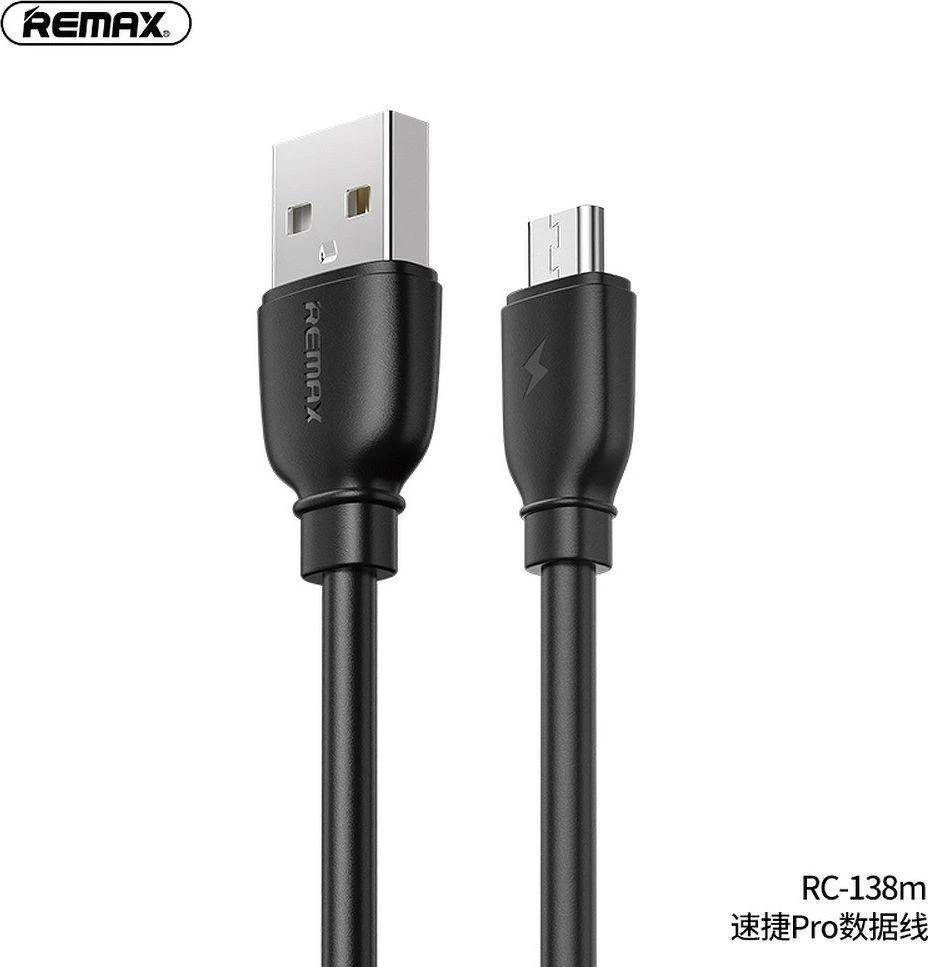 USB Micro Remax Suji Pro laidas, 1m (juodas)