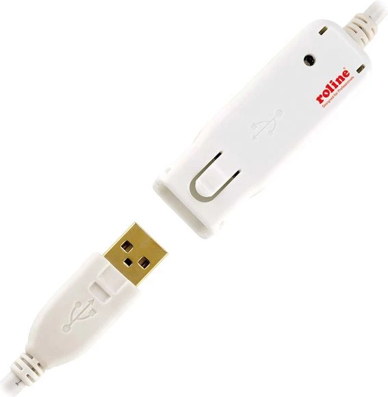 Kabelis USB Roline USB-A - 12 m Baltas (12.04.1086)