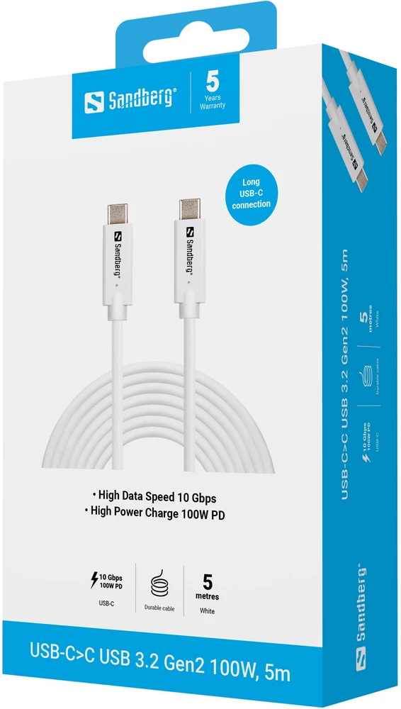 Sandberg USB-C į USB C 3.2 Gen2 100W, 5m