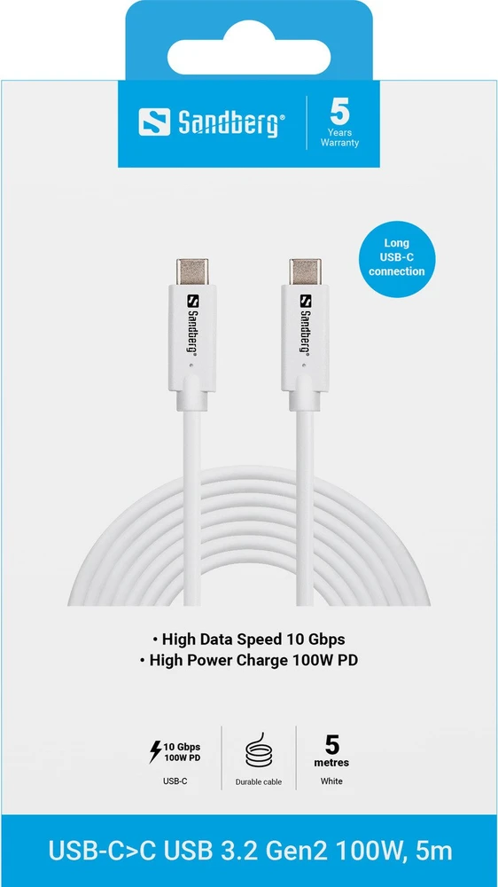Sandberg USB-C į USB C 3.2 Gen2 100W, 5m
