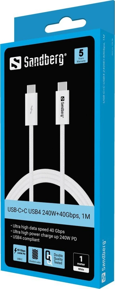 Sandberg USB-C>C USB4 240W+40Gbps, 1M