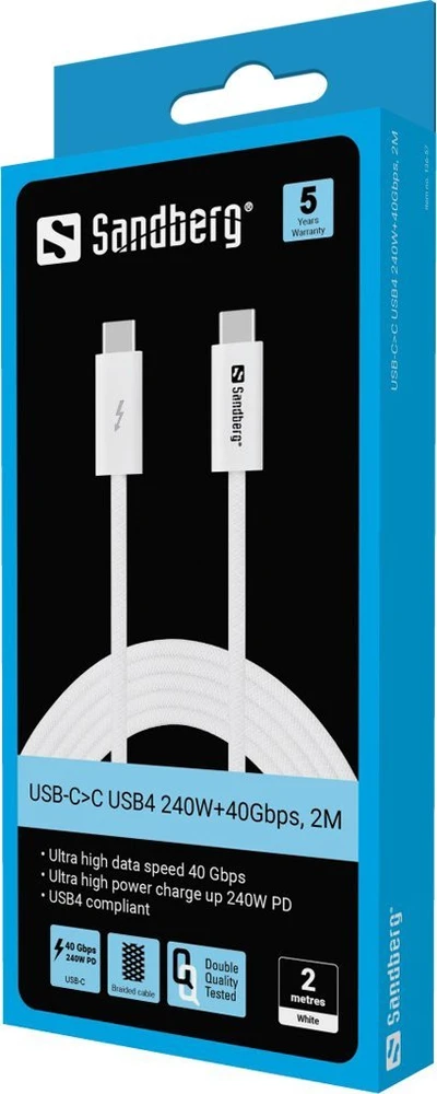 Sandberg USB-C>C USB4 240W+40Gbps, 2M