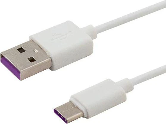 USB kabelis - SAVIO USB Type C 5A 1m 480 Mbit/s Baltas