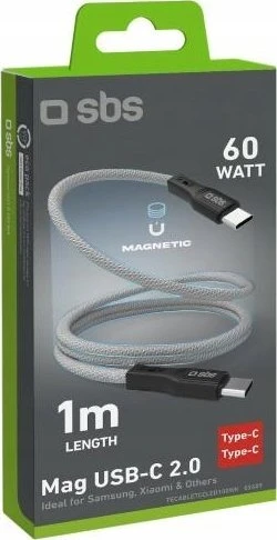 Kabelis USB SBS Mobile USB-C - USB-C 1 m Pilka (TECABLETCCMAG)