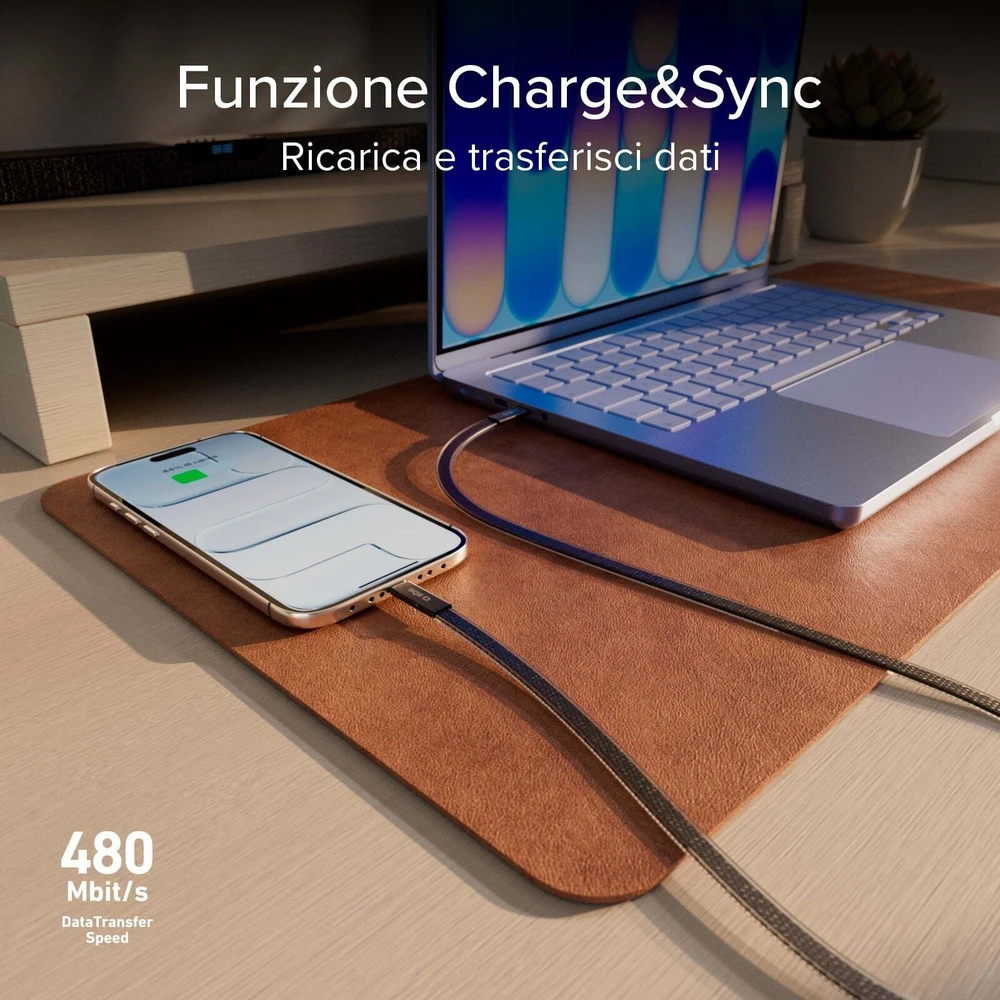 Kabelis SBS USB-C/USB-C, 60 W, 1 m, plokščiasis jungtis, juodas