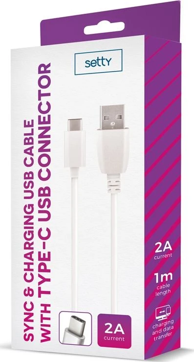 Kabelis USB Setty USB-A - 1 m Baltas (GSM043795)