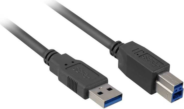Sharkoon 1m - USB3.0-A/USB3.0-B - 1 m - USB A - USB B - USB 3.2 Gen 1 (3.1 Gen 1) - Male/Male - Juodas