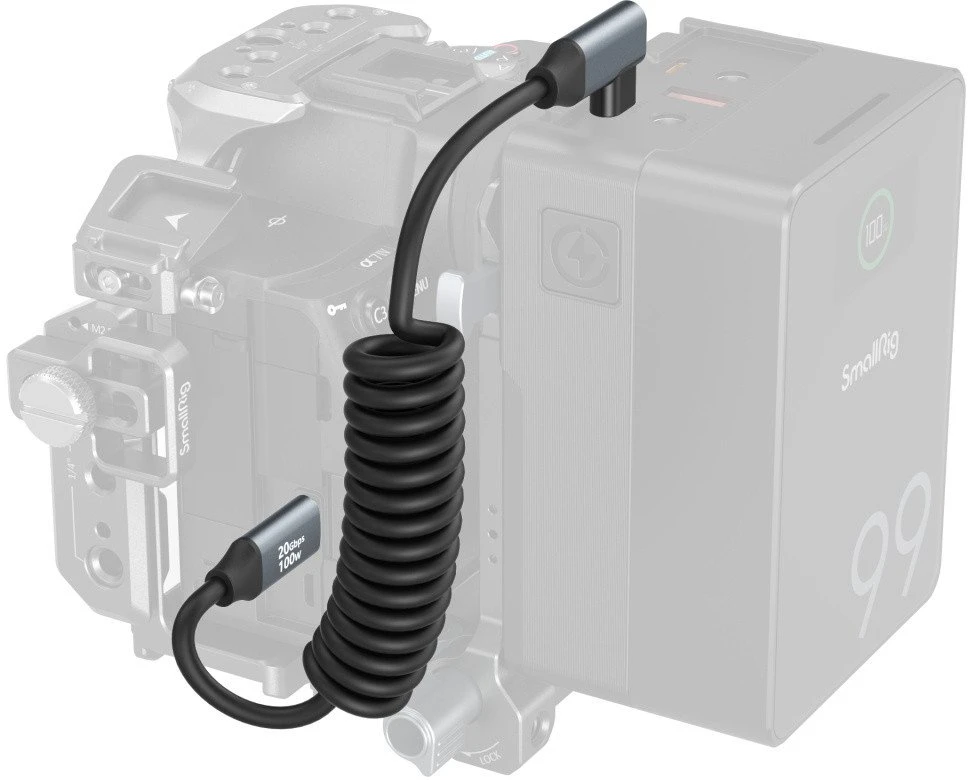 SmallRig 4792 USB-C tiesus į USB-C kampuotas spirale susuktas duomenų kabelis