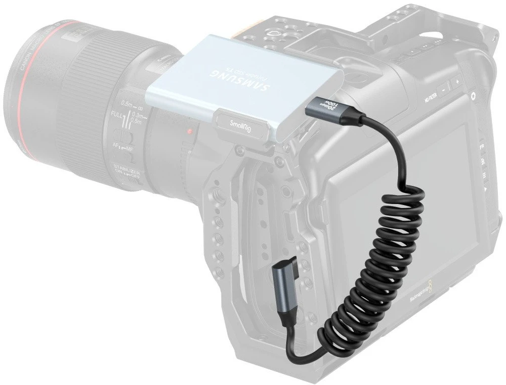 SmallRig 4792 USB-C tiesus į USB-C kampuotas spirale susuktas duomenų kabelis