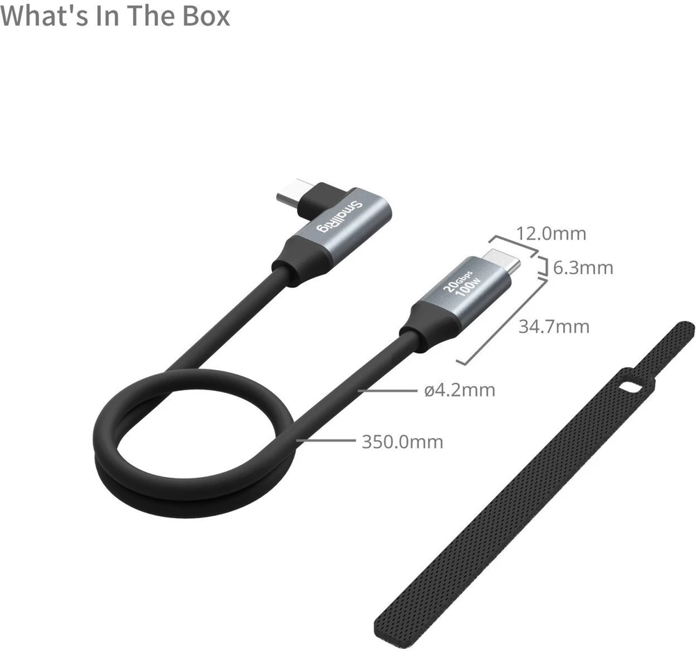 SmallRig 4790 USB-C (tiesus) į USB-C (kampu) duomenų kabelis 35 cm