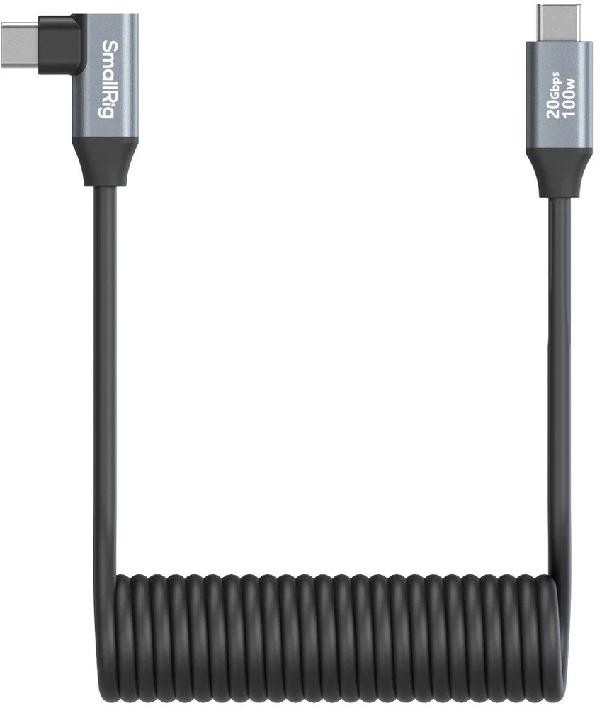 SmallRig 4792 USB-C tiesus į USB-C kampuotas spirale susuktas duomenų kabelis