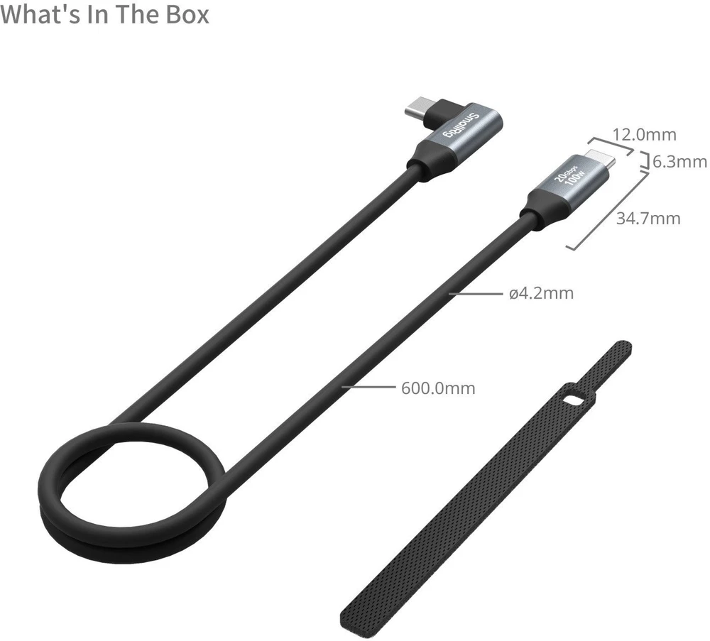 SmallRig 4791 USB-C (tiesus) į USB-C (kampu) duomenų kabelis 60 cm