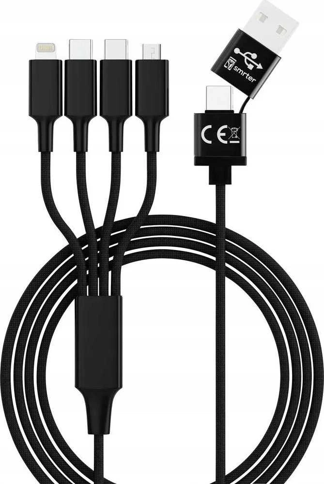 Kabelis USB Smrter USB-A + USB-C - USB-C 1.2 m Juodas (SMRTER_ELITE_C_BK)