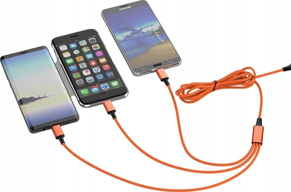 Kabelis USB Smrter USB-A + USB-C - USB-C 1.2 m Oranžinė (SMRTER_HYDRA_ULT_OR)