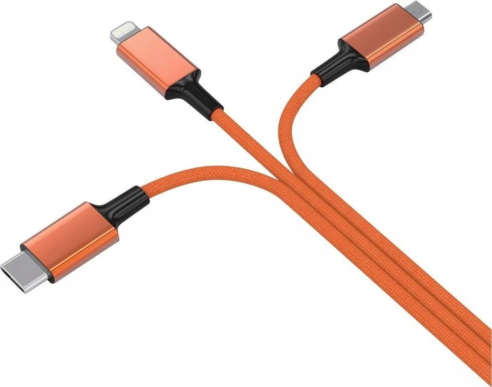Kabelis USB Smrter USB-A + USB-C - USB-C 1.2 m Oranžinė (SMRTER_HYDRA_ULT_OR)
