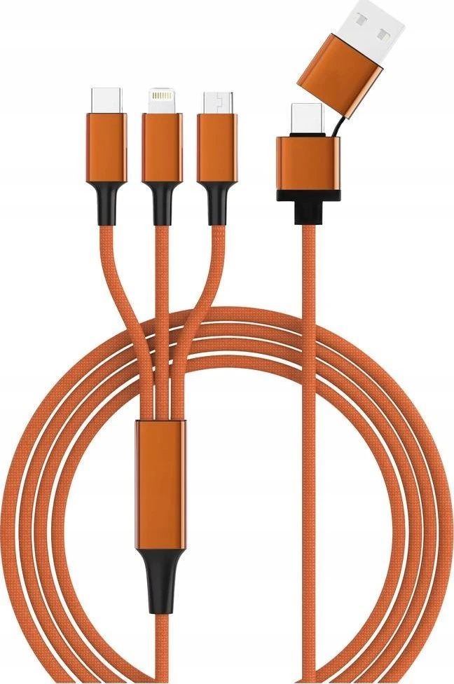 Kabelis USB Smrter USB-A + USB-C - USB-C 1.2 m Oranžinė (SMRTER_HYDRA_ULT_OR)