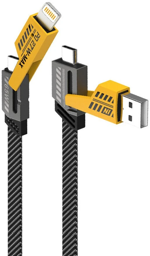 USB laidas 4w1 SMS-BJ15 USB / Typ-C - Lightning / Typ-C 3.1 A 60 W/27 W 1,2 m Pilkas (36147)