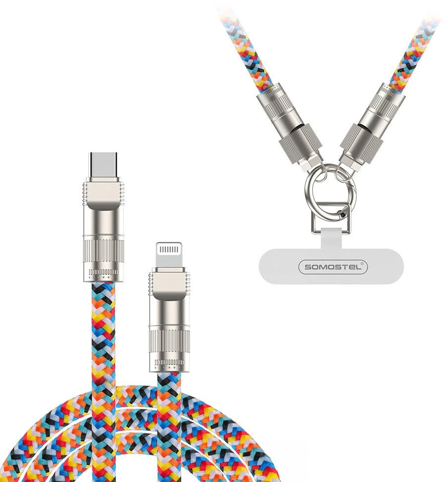 USB laidas, riešo pakabukas + Type-C - Lightning 27W spalvotas SMS-BW34 (36142)