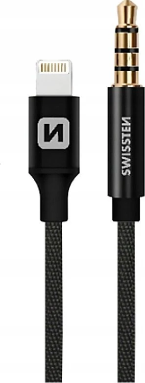 Swissten Kabelis USB Sourcing Lightning - mini Jack 3.5 mm 1.5 m Juodas (73501213)