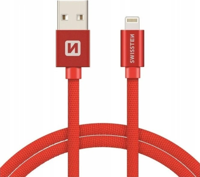 Swissten Textile Fast Charge 3A Lightning Data ir įkrovimo kabelis 2m