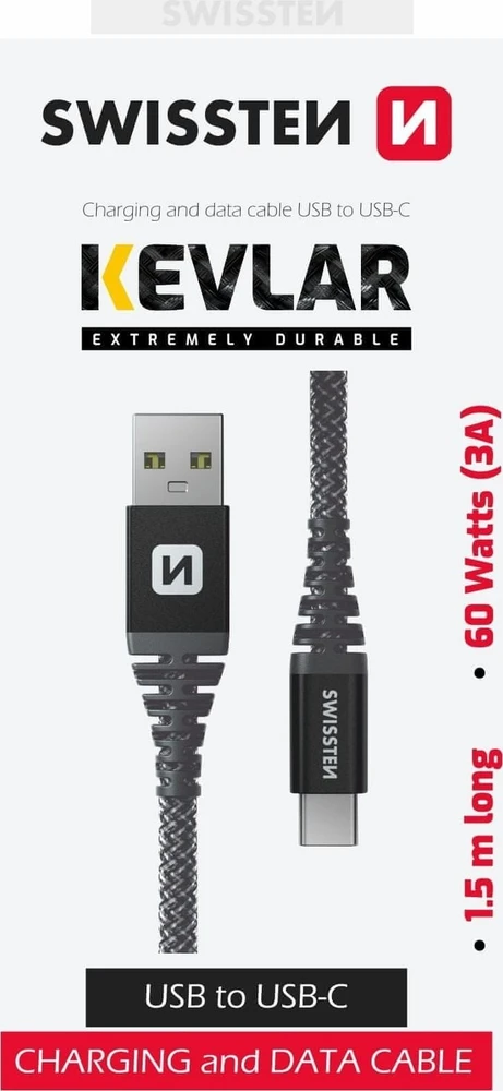 Swissten Kabelis USB Sourcing USB-A - USB-C 1.5 m Pilka (71541010)