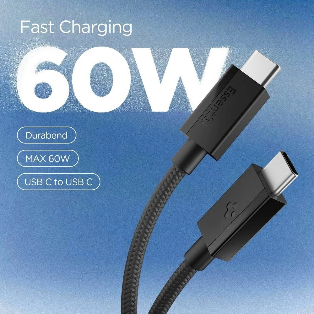 SPIGEN EB6015CC ESSENTIAL TYPE-C KABELIS 60W 150CM Juodas