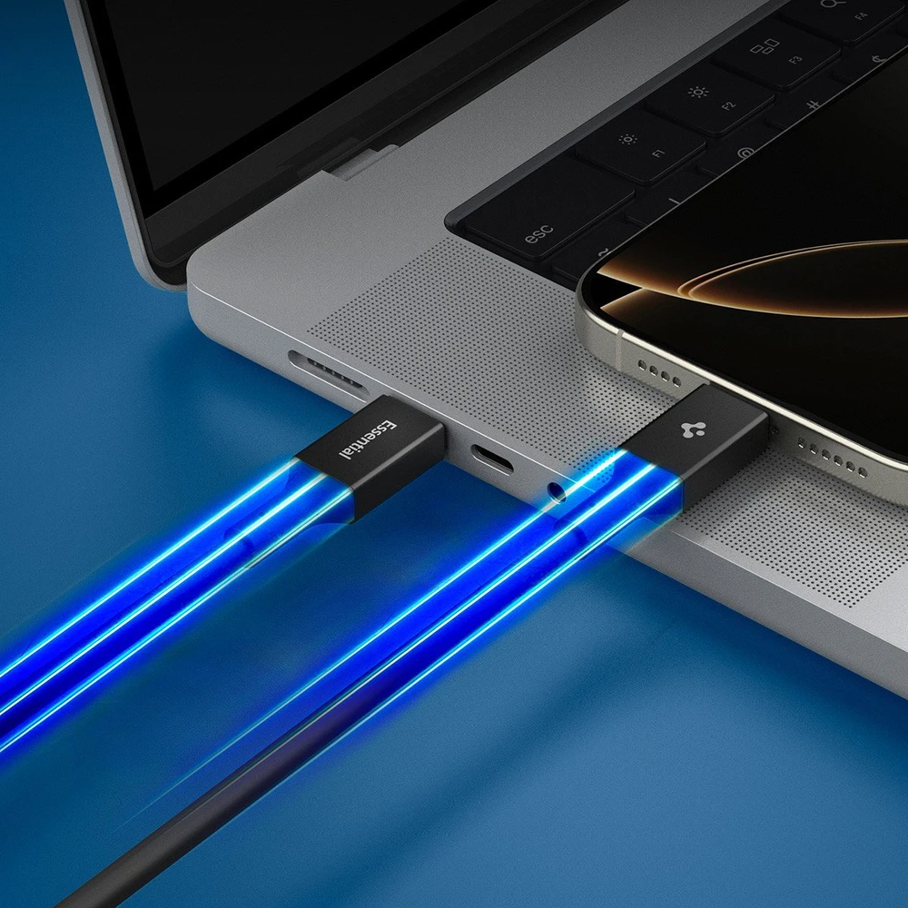 Spigen Essential USB C į USB C 240W laidas, juodas EB24012CC