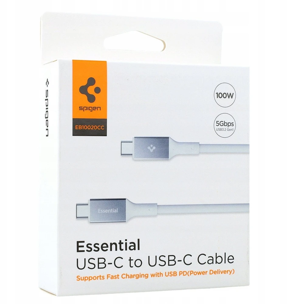 Spigen Essential USB C į USB C 100W laidas, baltas EB10020CC