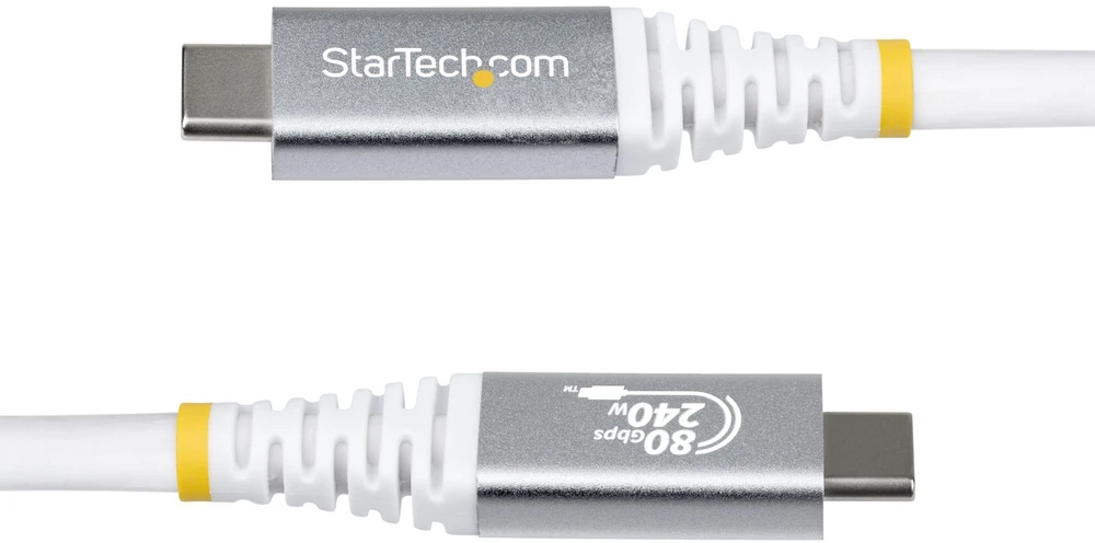 „StarTech.com“ USB kabelis – USB-C (M) į USB-C (M) – USB4 / Thunderbolt / DisplayPort 2.1 – 151,33 cm – 4K120Hz palaikymas, 8K60Hz palaikymas, išplėstinis maitinimo diapazonas (EPR), maitinimo tiekimas 3.1 – baltas