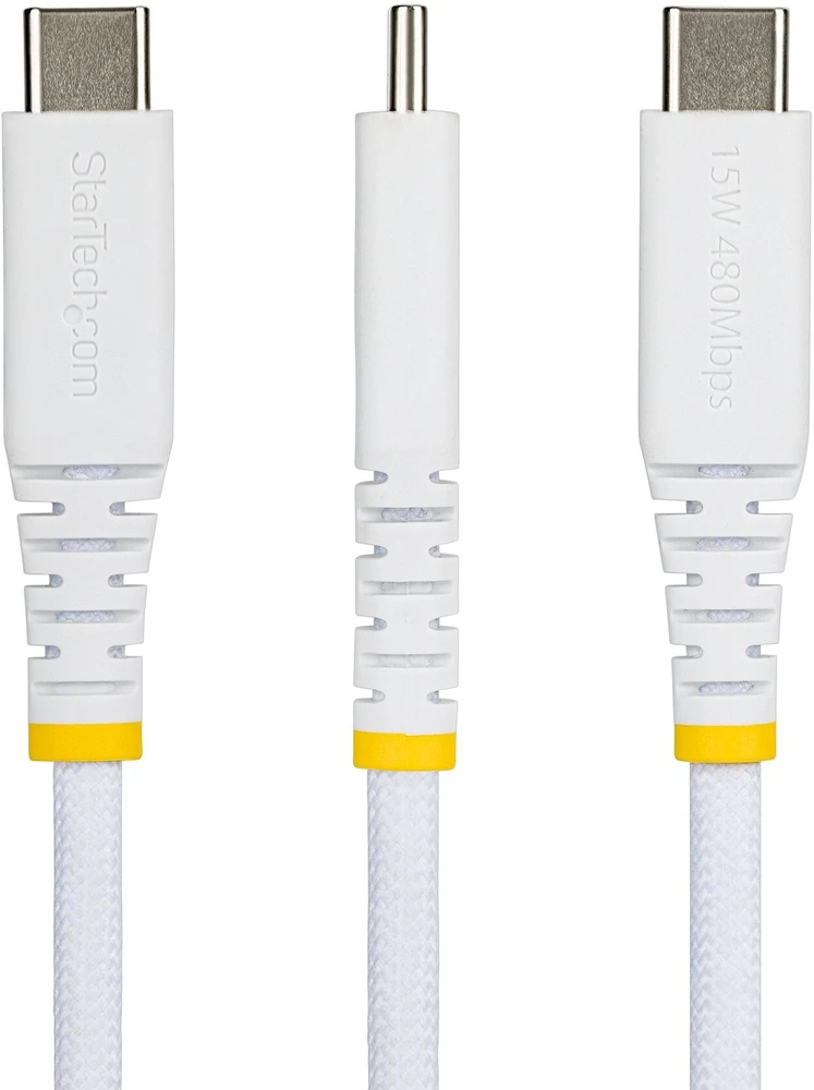 Kabelis USB StarTech 2.0 0,15 m USB A USB C 0,48 Gbit/s 15 W balta (USB2AC15CMBRWH)