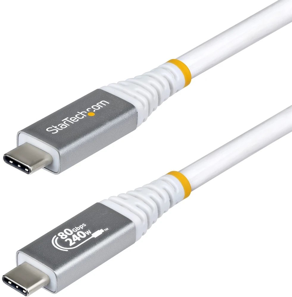 Kabelis USB StarTech 1m USB4 80Gbps USB-C Thunderbolt 4 DP2.1 240W 8K 120Hz Baltas (CC1M80GUSB4CABLEW)