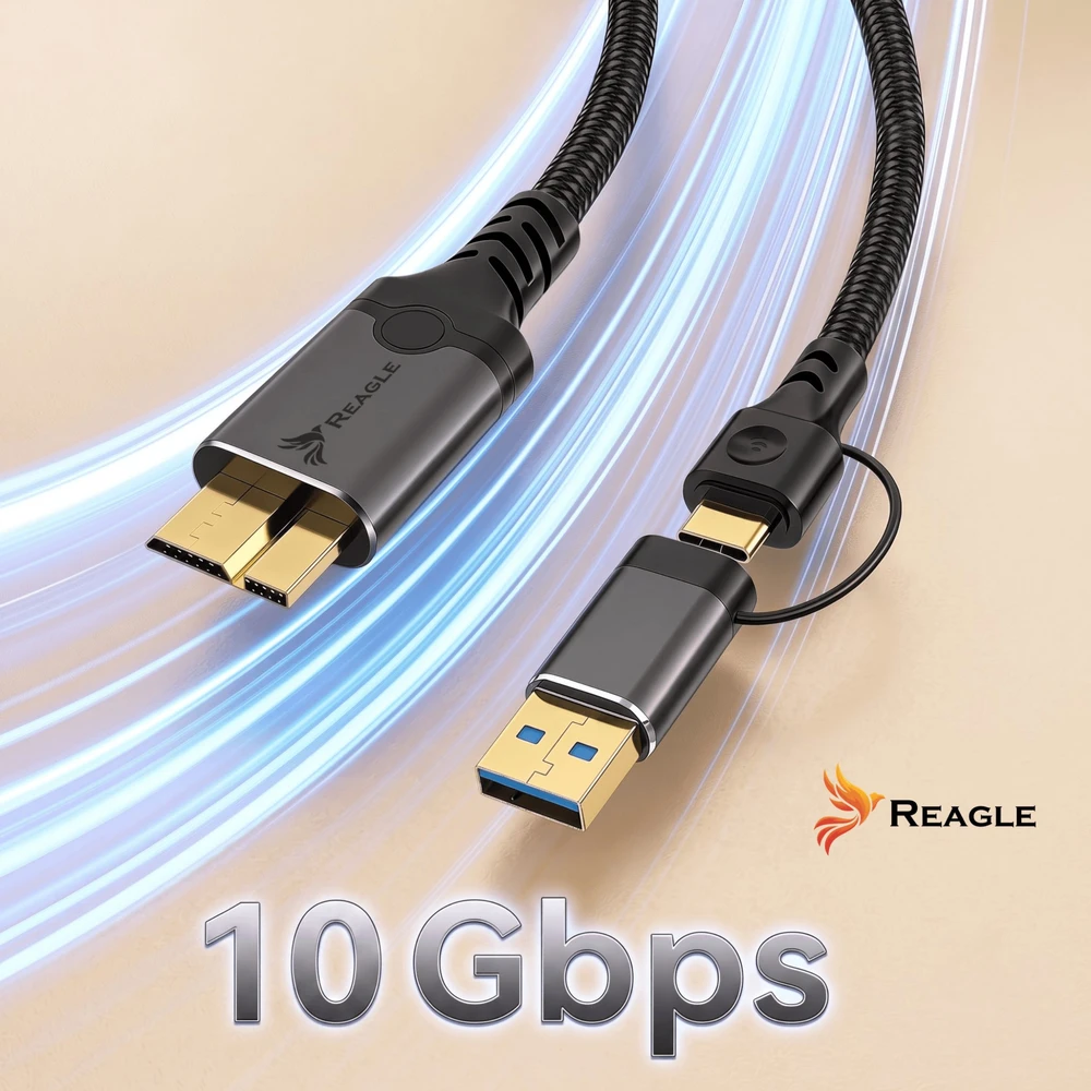 USB laidas StarTech USB-A į MICRO USB-B greitas duomenų perdavimas iš disko 10Gbps 2W1 USB-C 2M REAGLE