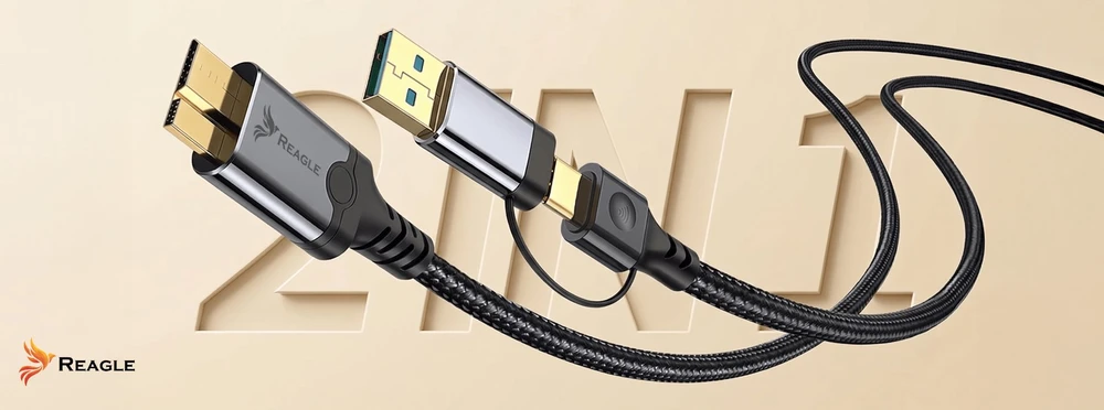 USB laidas StarTech USB-A į MICRO USB-B greitas duomenų perdavimas iš disko 10Gbps 2W1 USB-C 2M REAGLE