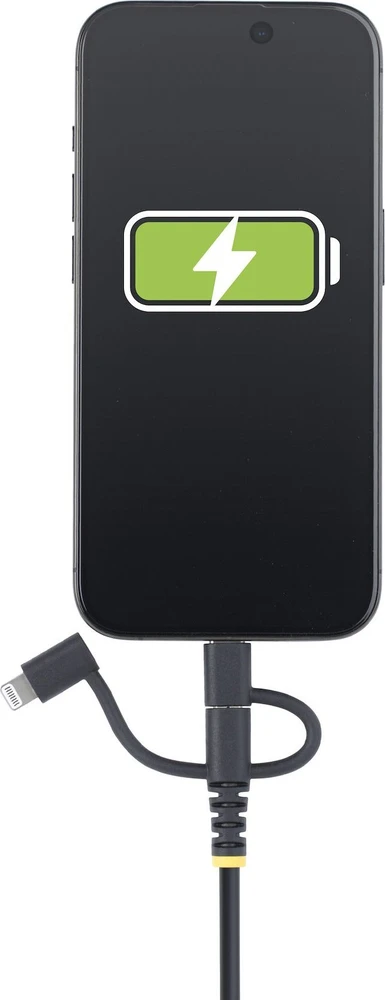 USB kabelis StarTech USB-A - USB-C + microUSB + Lightning 1 m juodas (RLTCUB1MBK)