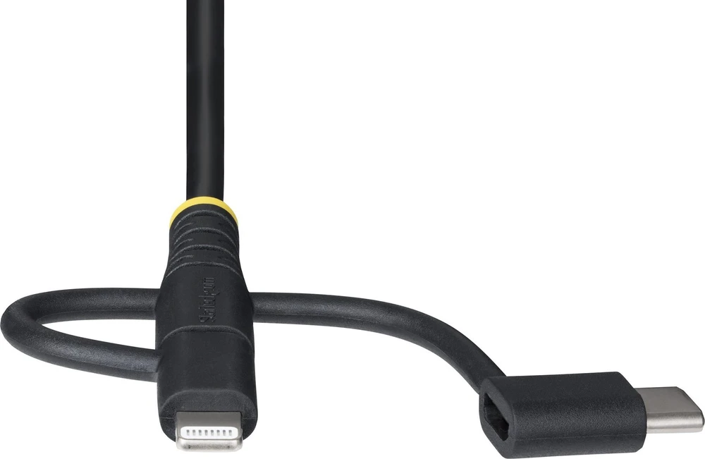 USB kabelis StarTech USB-A - USB-C + microUSB + Lightning 1 m juodas (RLTCUB1MBK)